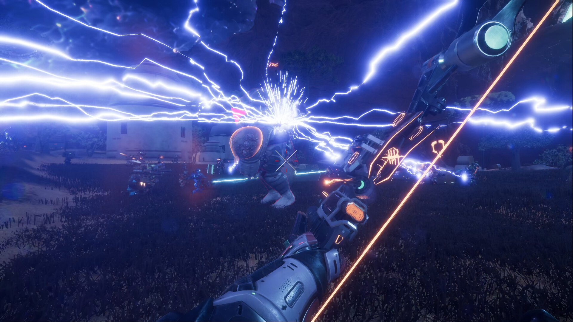 First-person electric bow combat in Pax Autocratica